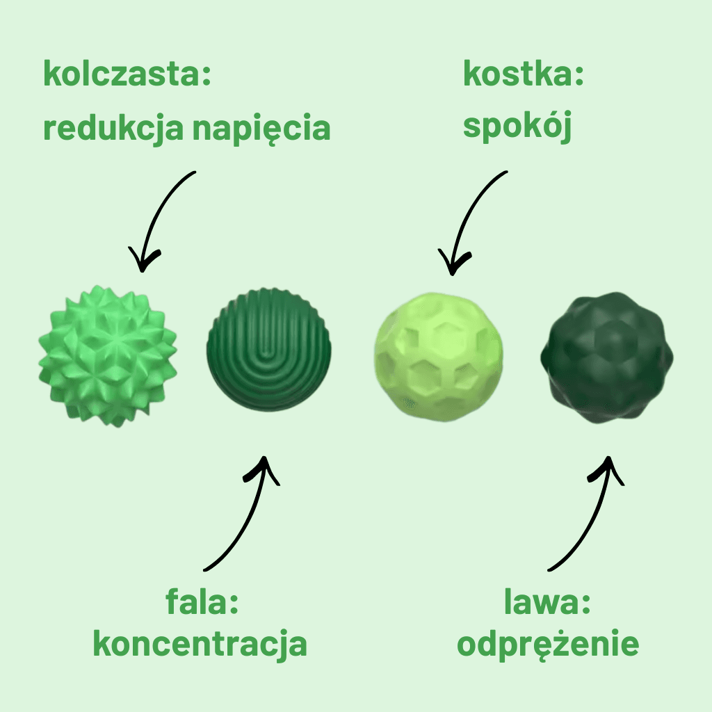 Wyciszające kulki o różnych teksturach 
